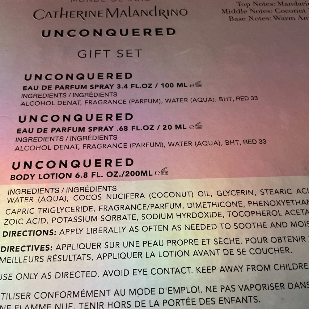 Catherine malandrino unconquered 3 piece gift set